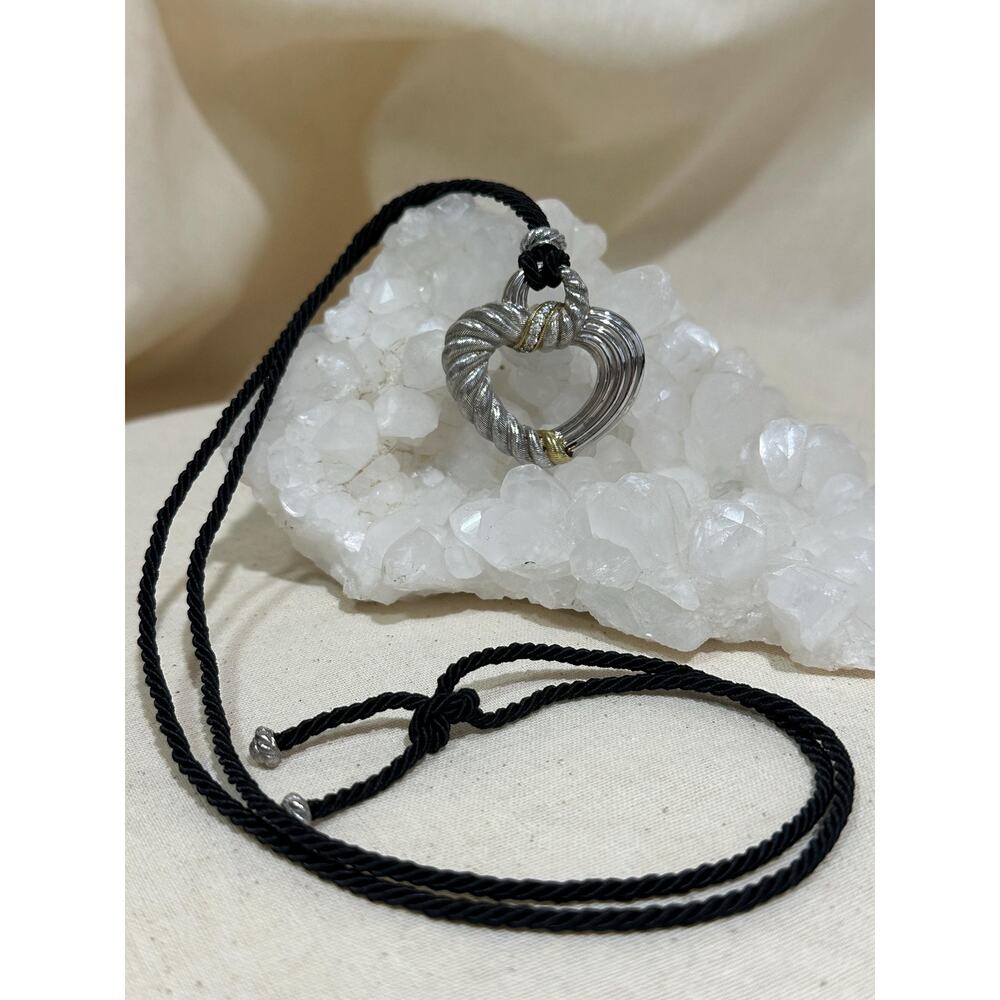Judith Ripka Two-Tone Cable Heart Pendant – 22.16 gr